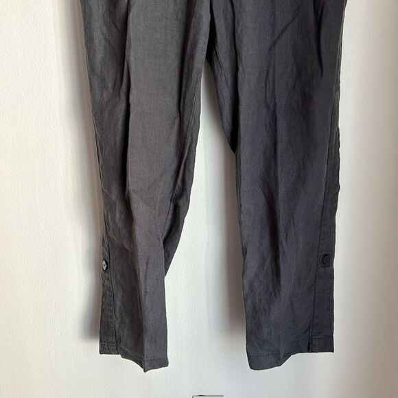 J. Jill Women Pure Jill 100% Linen gray charcoal pants or capri lightweight Med! - Picture 3 of 13